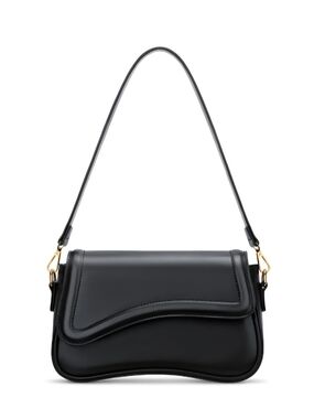 Black Sculpted Leather Shoulder Bag